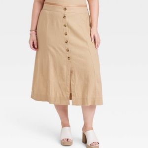 Khaki button down skirt